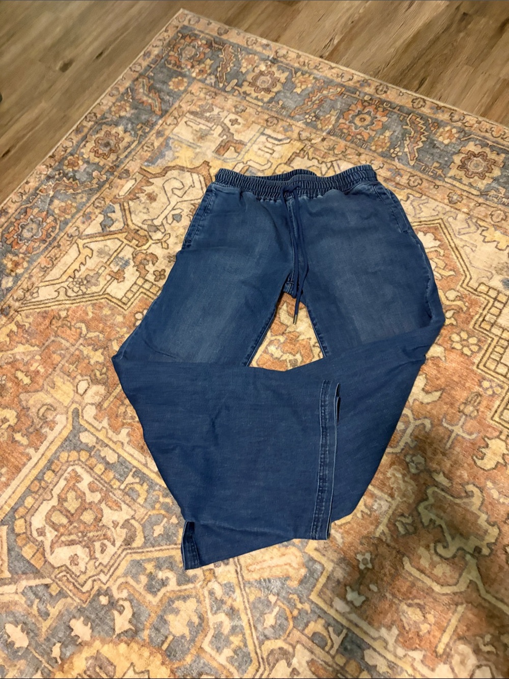 Risen Stretch Indigo Jeggings with Elastic Waist and drawstring